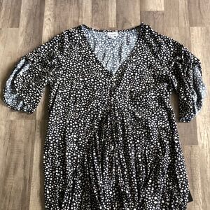 Avenue Black and White Polka Dot Hi Lo  Dress 14/16